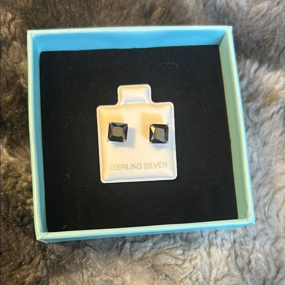 Black Sterling Silver Stud Earrings